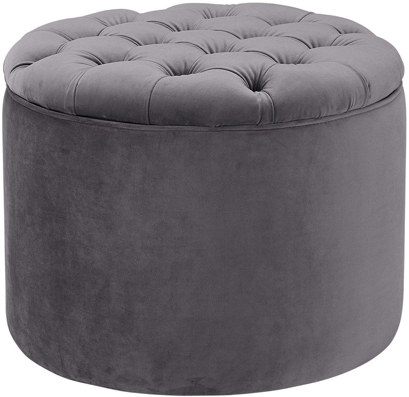 Queen Grey Velvet Storage Ottoman - UK