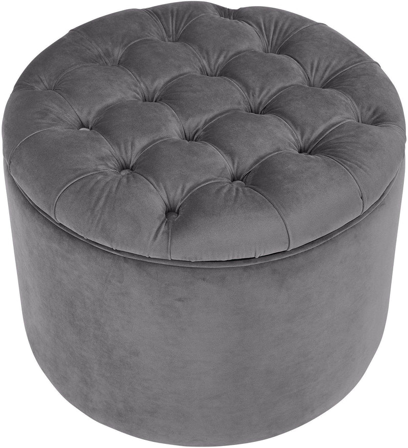 Queen Grey Velvet Storage Ottoman - UK