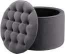 Queen Grey Velvet Storage Ottoman - UK
