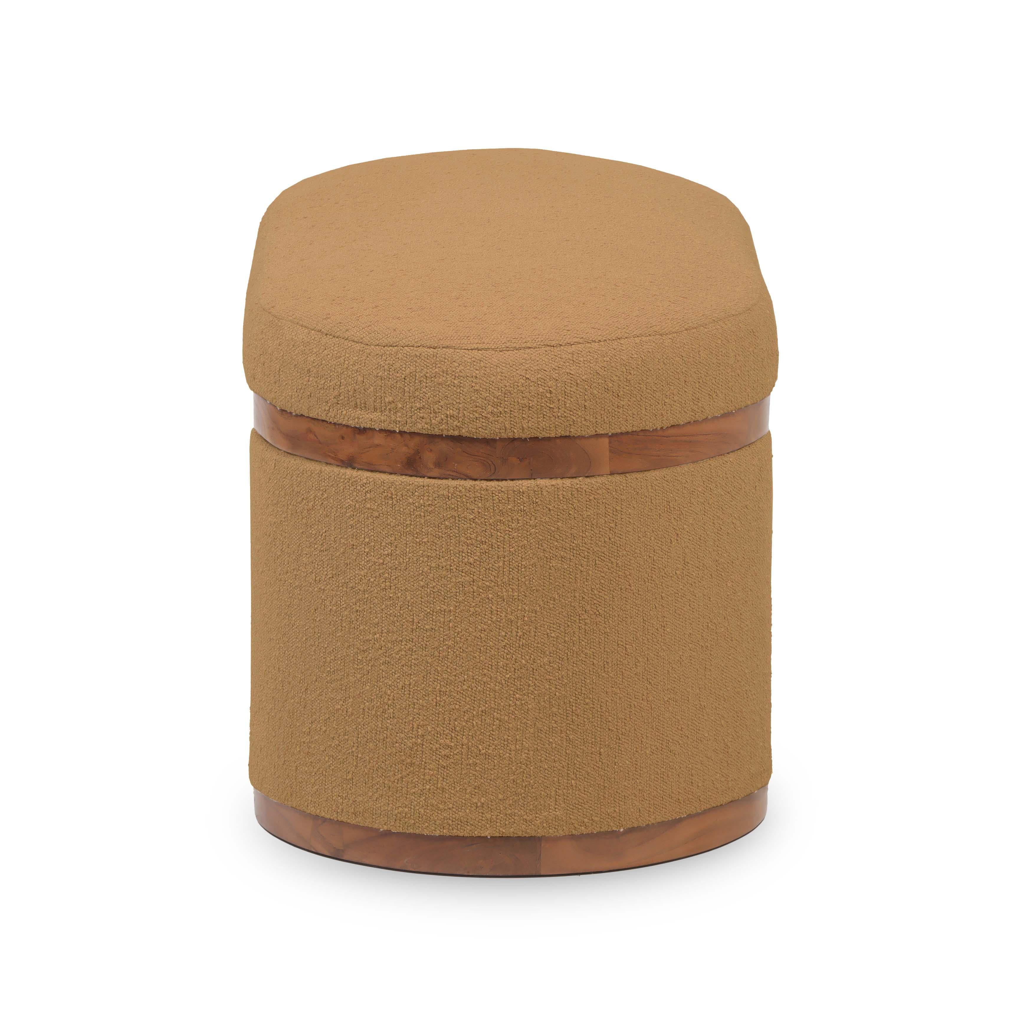 Olivier Peach Boucle Oval Storage Ottoman