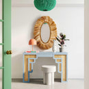 Suzie Pastel Blue & Rattan Console Table - UK