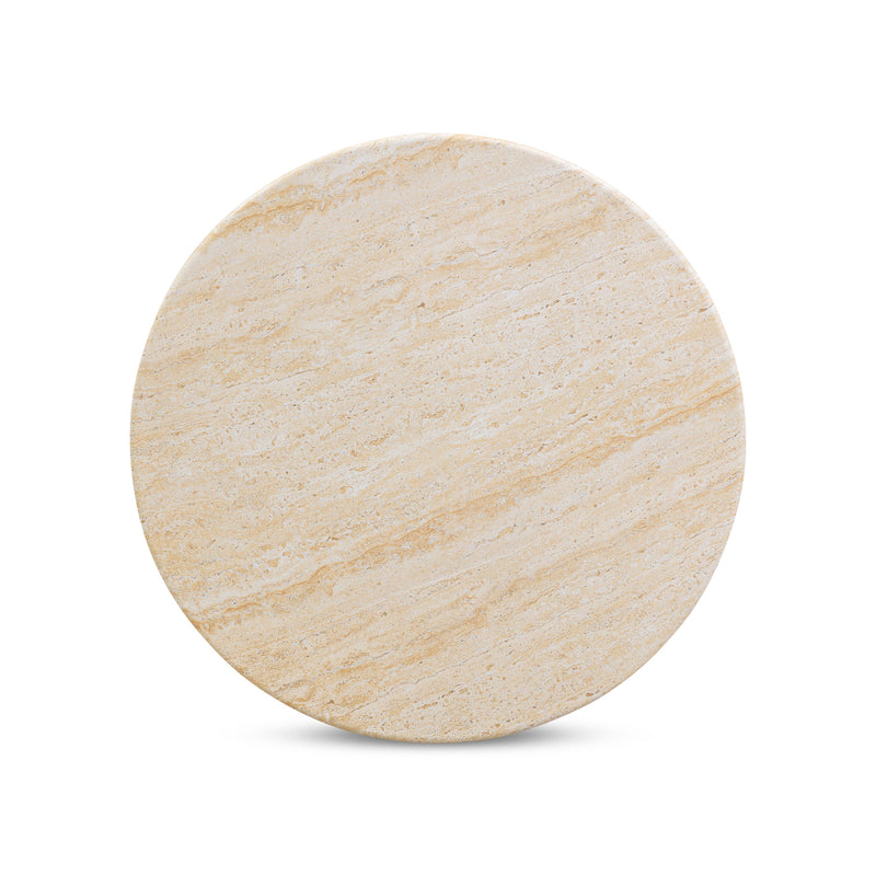 Amora Faux Travertine Indoor/Outdoor 26" Round Accent Table
