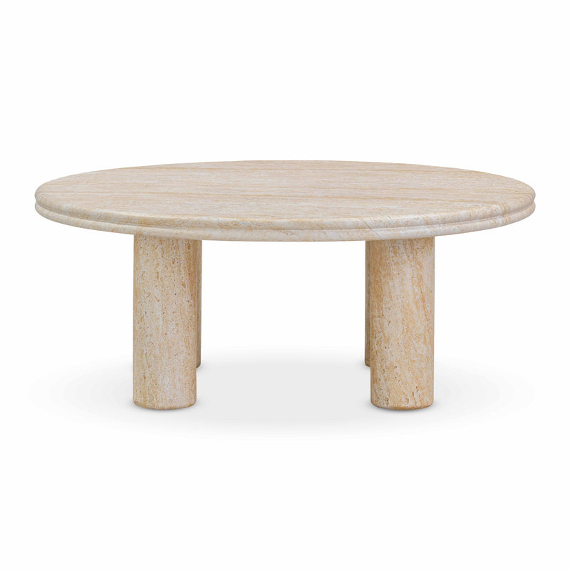 Amora Faux Travertine Indoor/Outdoor 32" Round Accent Table