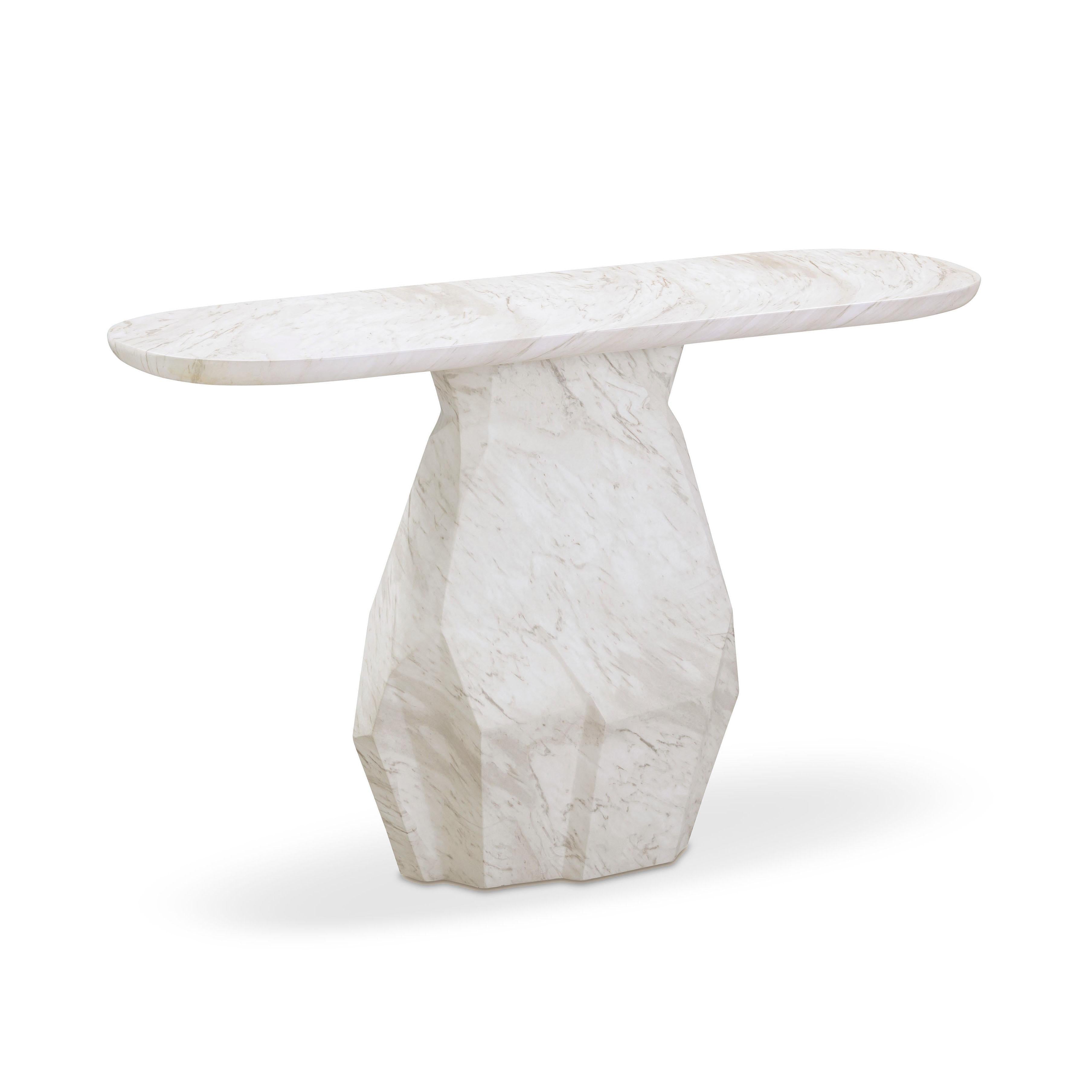 Esme Faux Marble Long Console Table