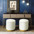 Opal Cream Velvet Ottoman with Gold Base - UK