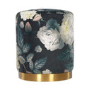 Opal Floral Velvet Ottoman with Gold Base - UK