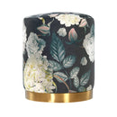 Opal Floral Velvet Ottoman with Gold Base - UK