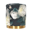 Opal Floral Velvet Ottoman with Gold Base - UK