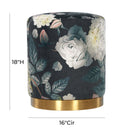 Opal Floral Velvet Ottoman with Gold Base - UK