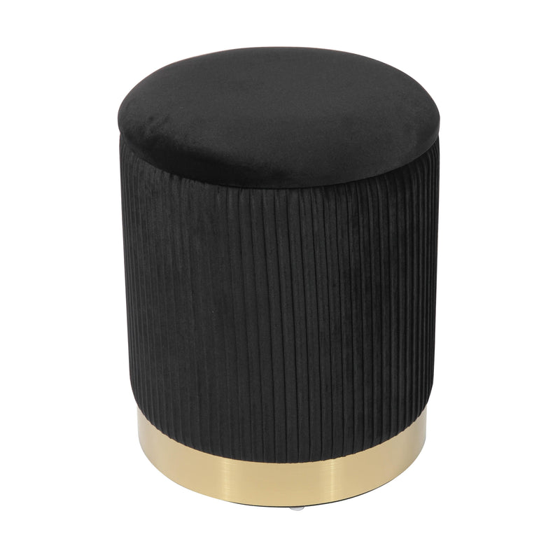 Zoe Black Velvet Storage Ottoman
