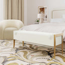 Ines Cream Textured Velvet Bench