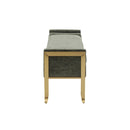 Ines Green Textured Velvet Bench