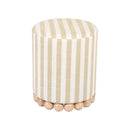 Dex Beige Striped Linen Ottoman