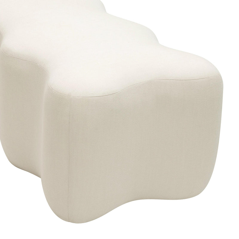 Archie Upholstered Bench in Cream Linen - UK