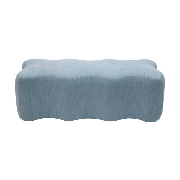 Archie Upholstered Bench in Faded Blue Linen - UK