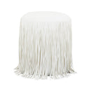 Shag Me Ivory Performance Vegan Leather Ottoman