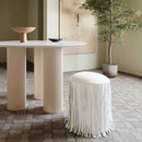 Shag Me Ivory Performance Vegan Leather Ottoman