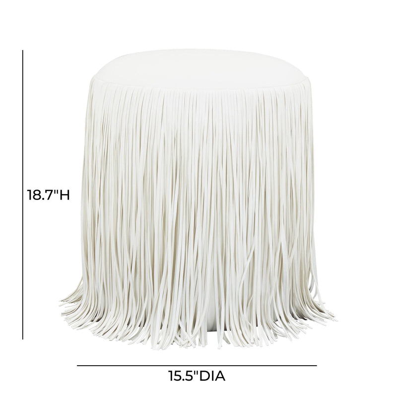 Shag Me Ivory Performance Vegan Leather Ottoman