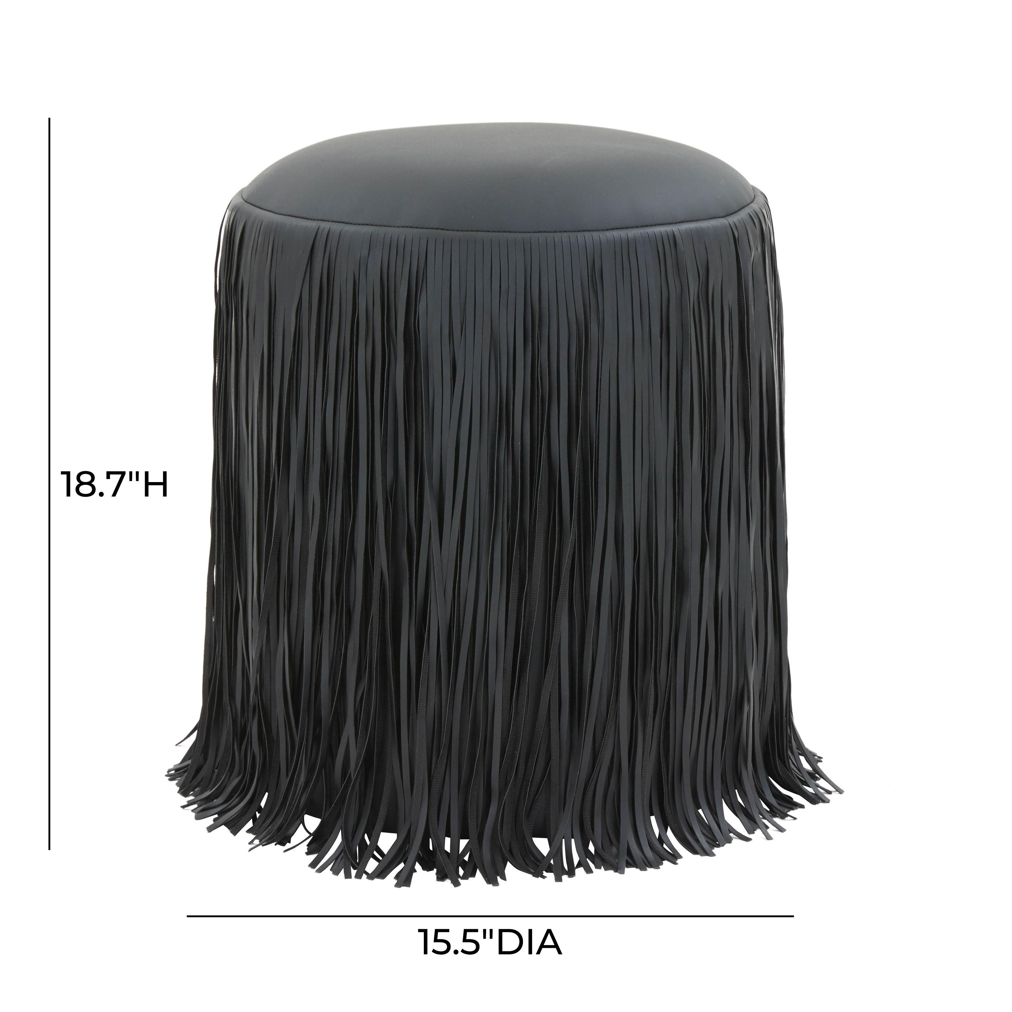 Shag Me Black Performance Vegan Leather Ottoman