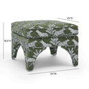 Raji Olive Green Leopard Jacquard Ottoman