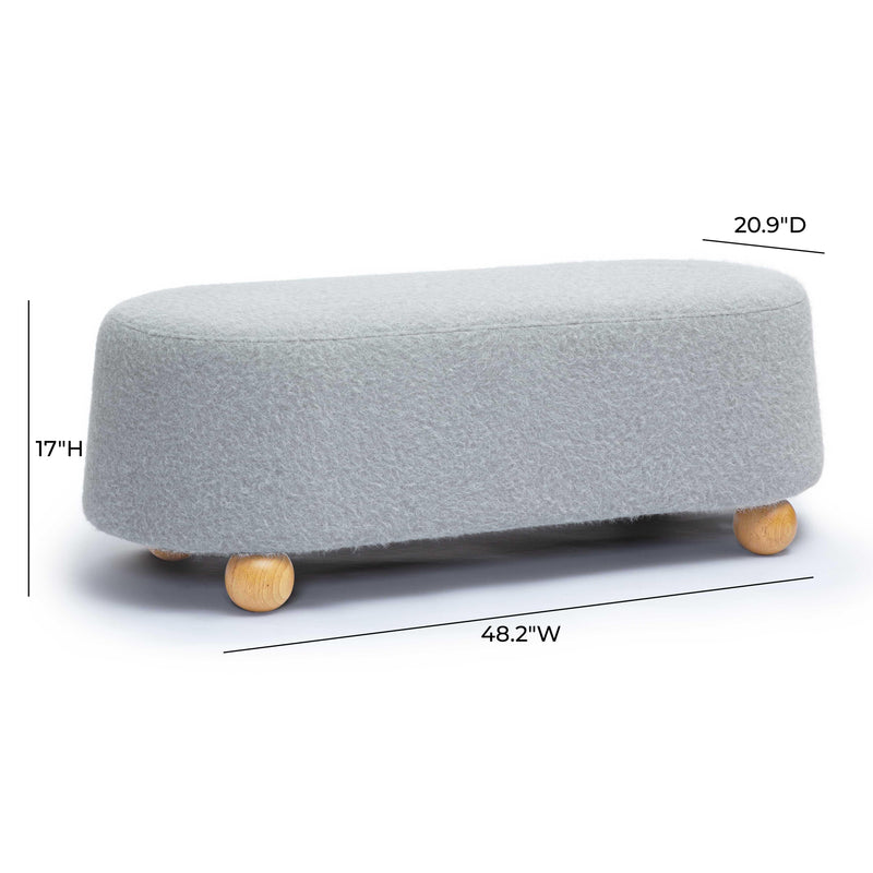 Jaine Stone Grey Loose Mohair Large Ottoman