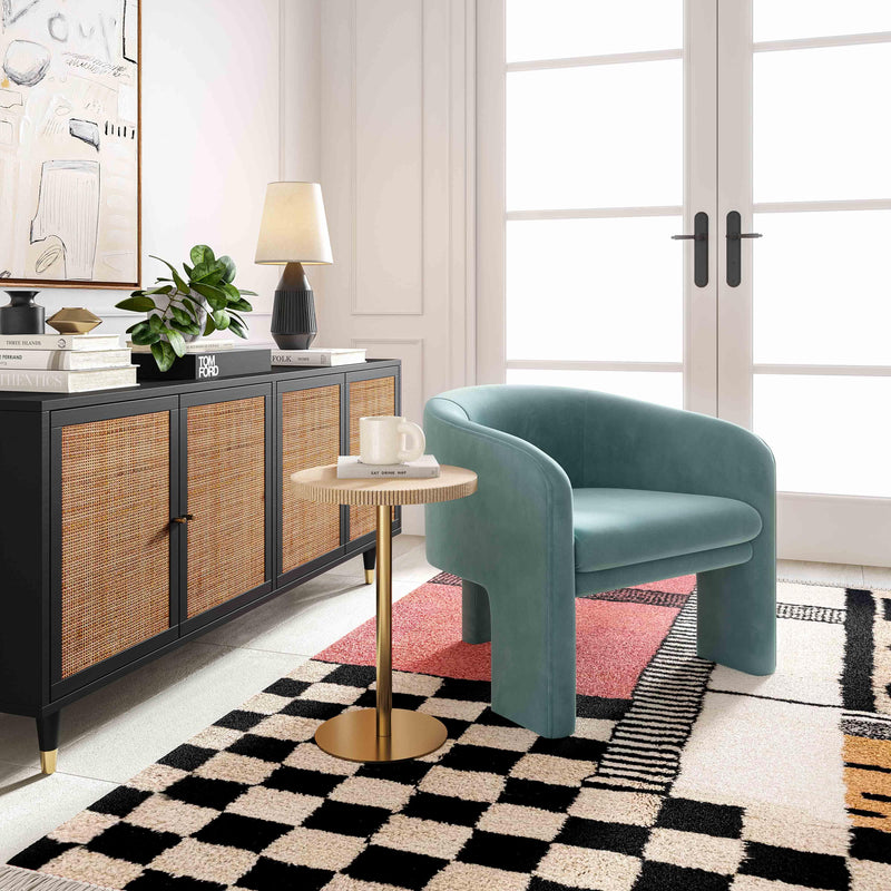 Marla Sea Blue Velvet Accent Chair - UK