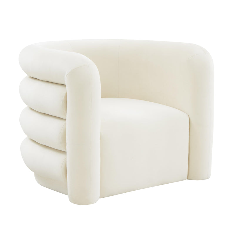 Curves Cream Velvet Lounge Chair - UK