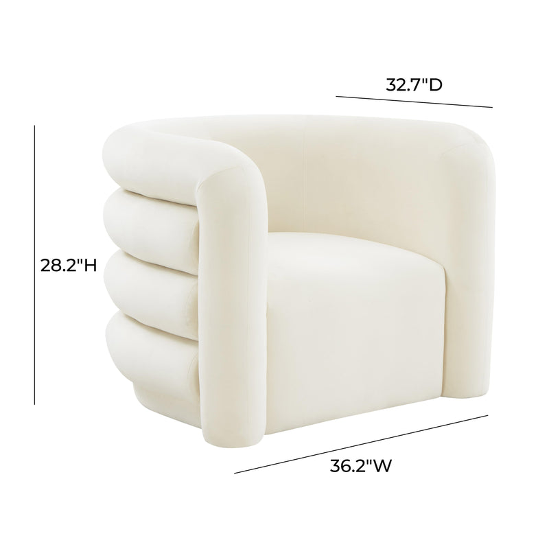 Curves Cream Velvet Lounge Chair - UK
