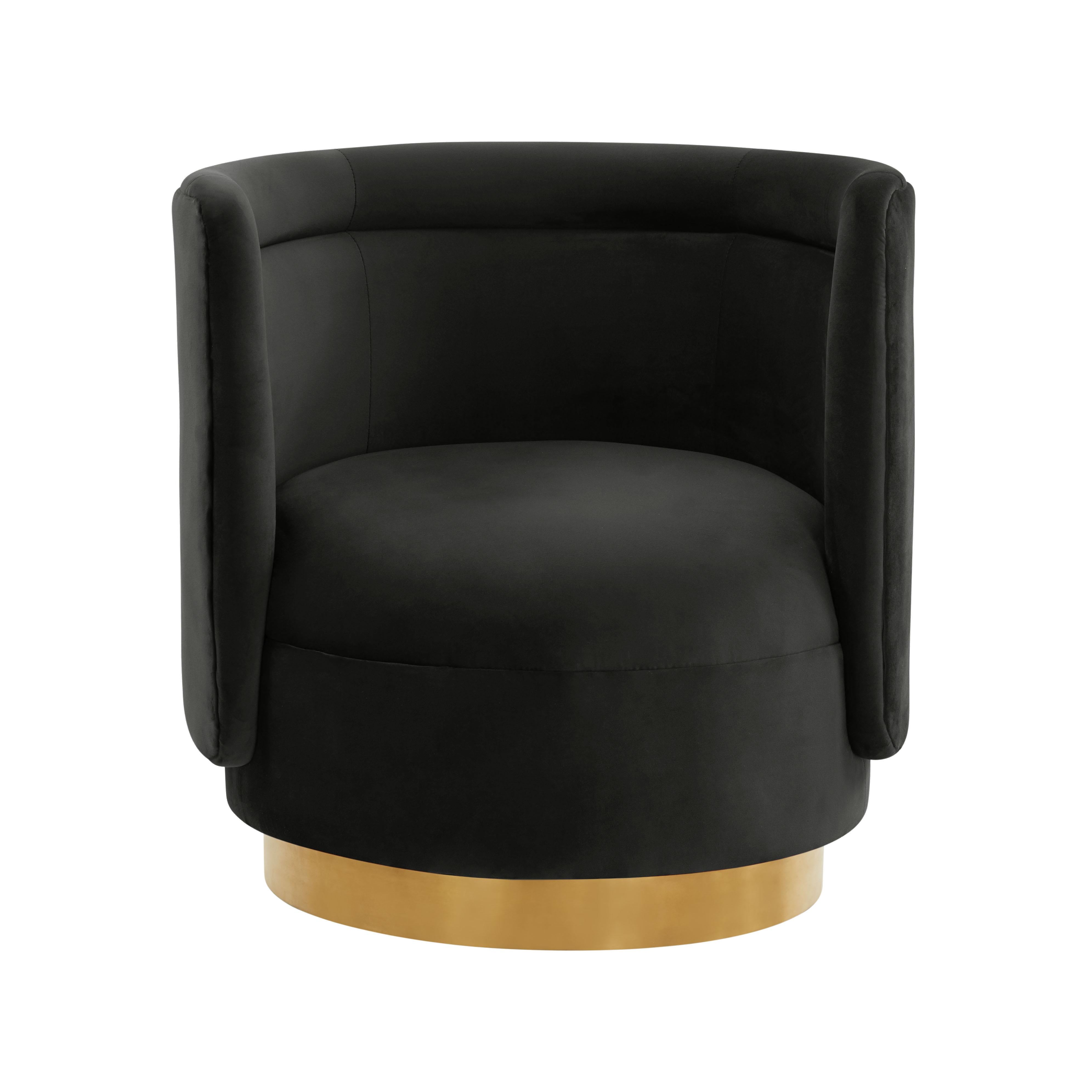 Remy Black Velvet Swivel Chair - UK