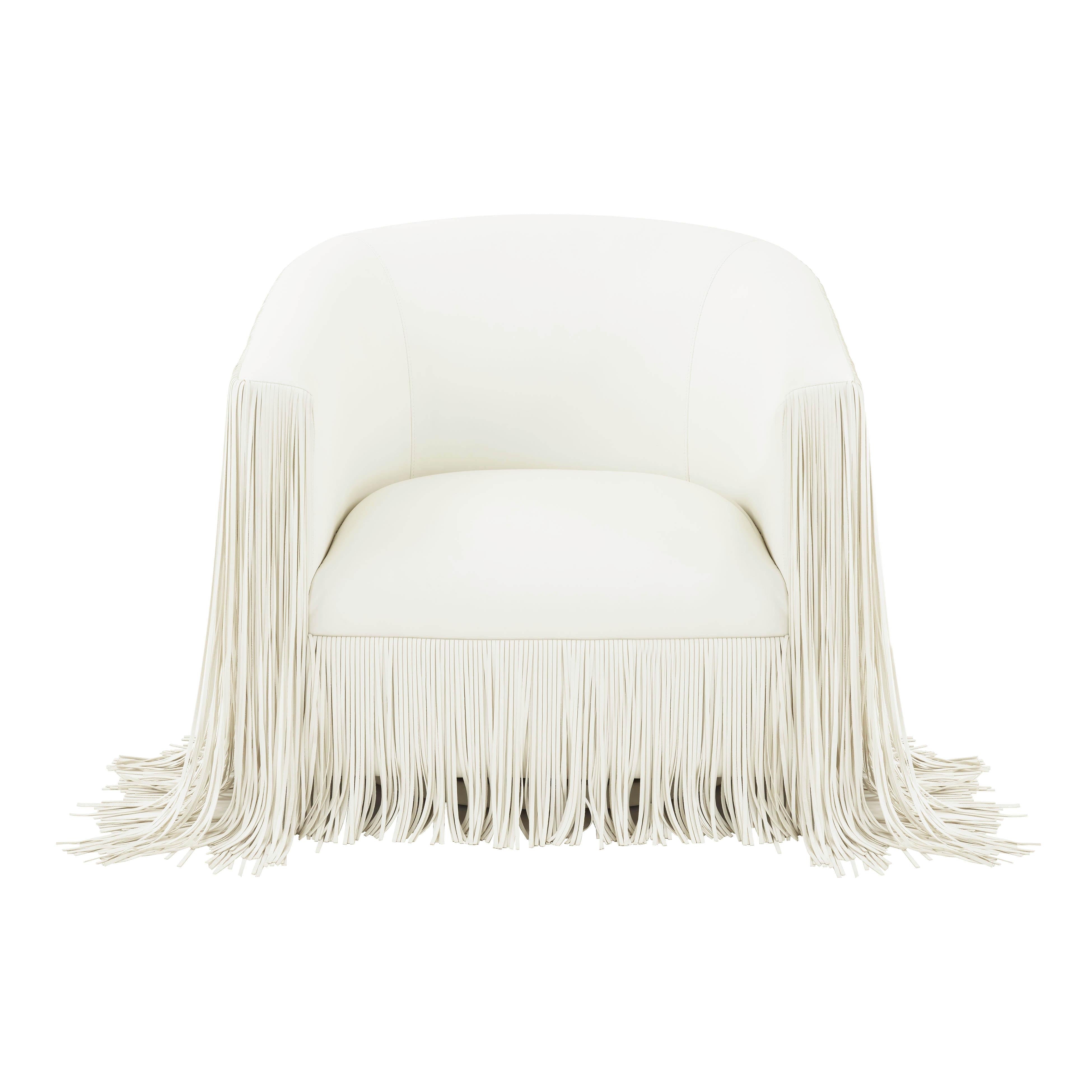 Shag Me Ivory Vegan Leather Swivel Chair - UK