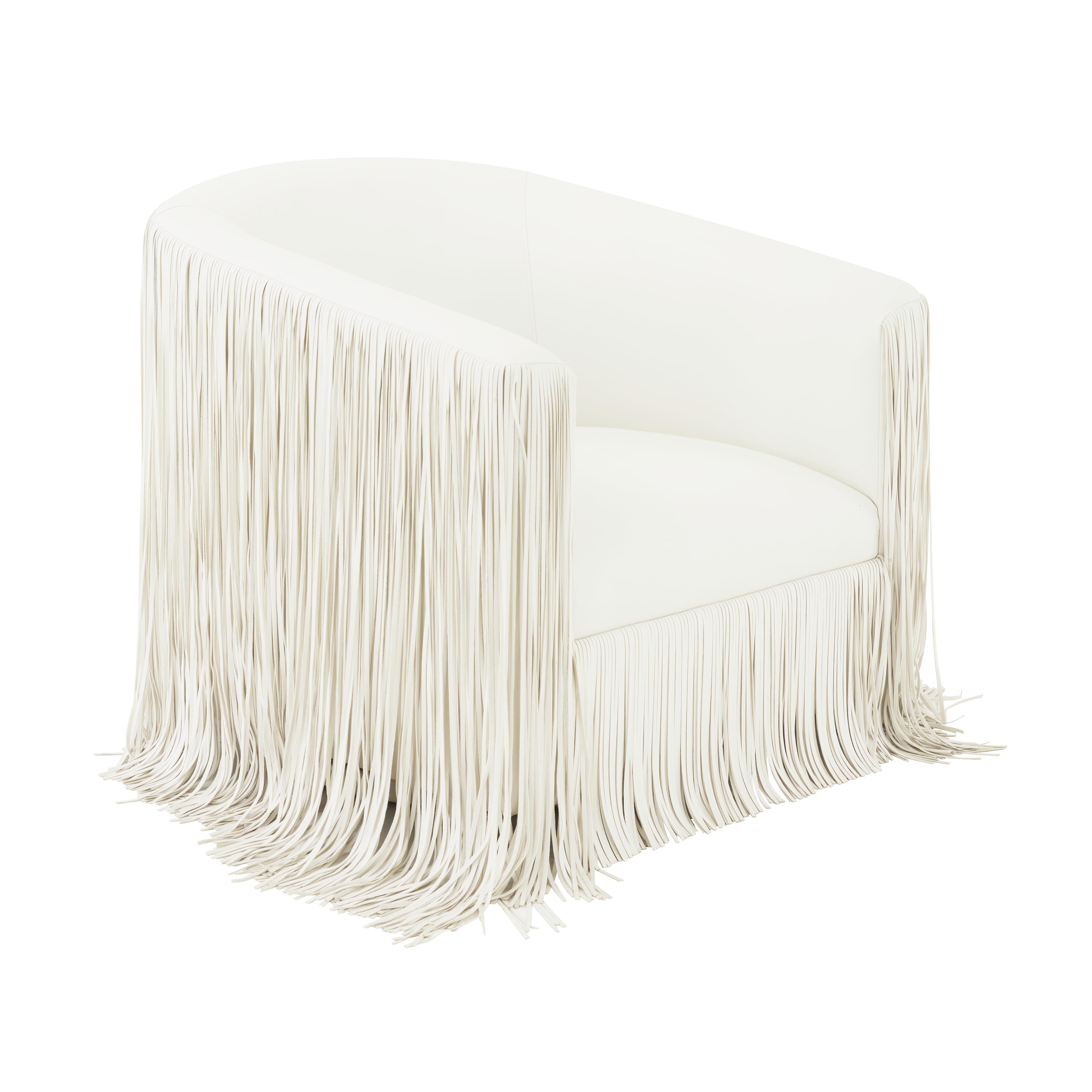 Shag Me Ivory Performance Vegan Leather Swivel Chair