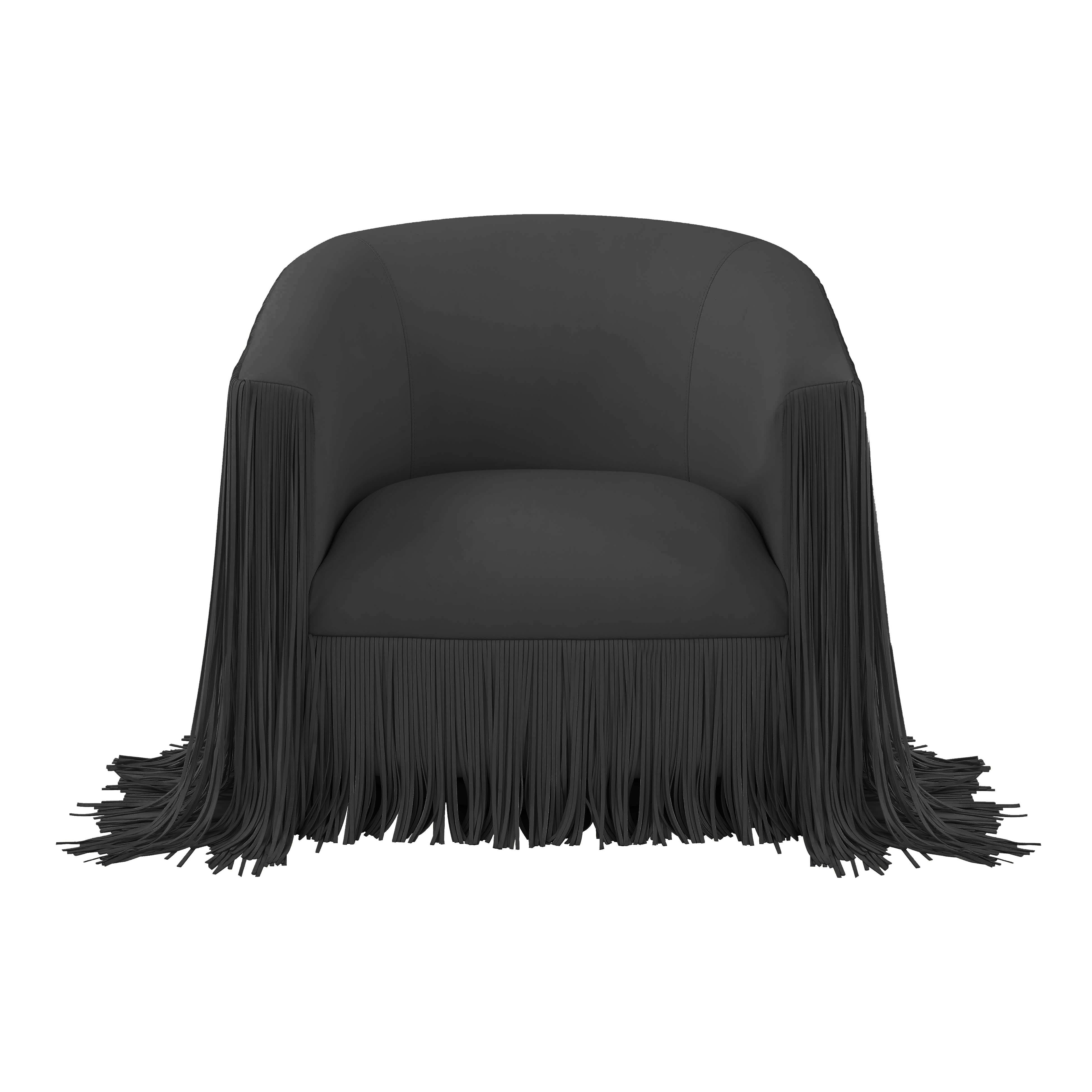 Shag Me Black Performance Vegan Leather Swivel Chair