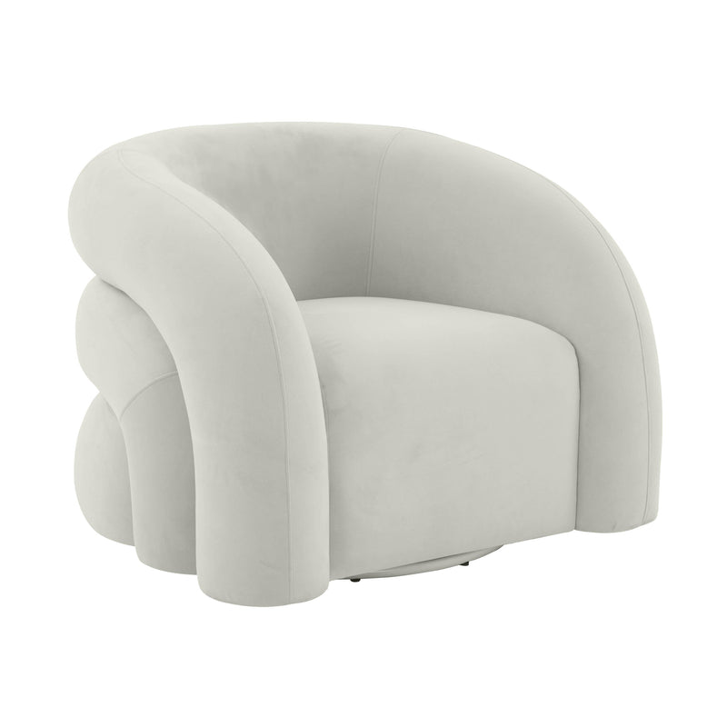 Slipper Light Grey Velvet Swivel Chair