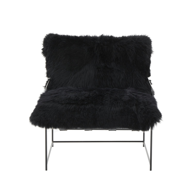 Kimi Black Genuine Sheepskin Chair - UK