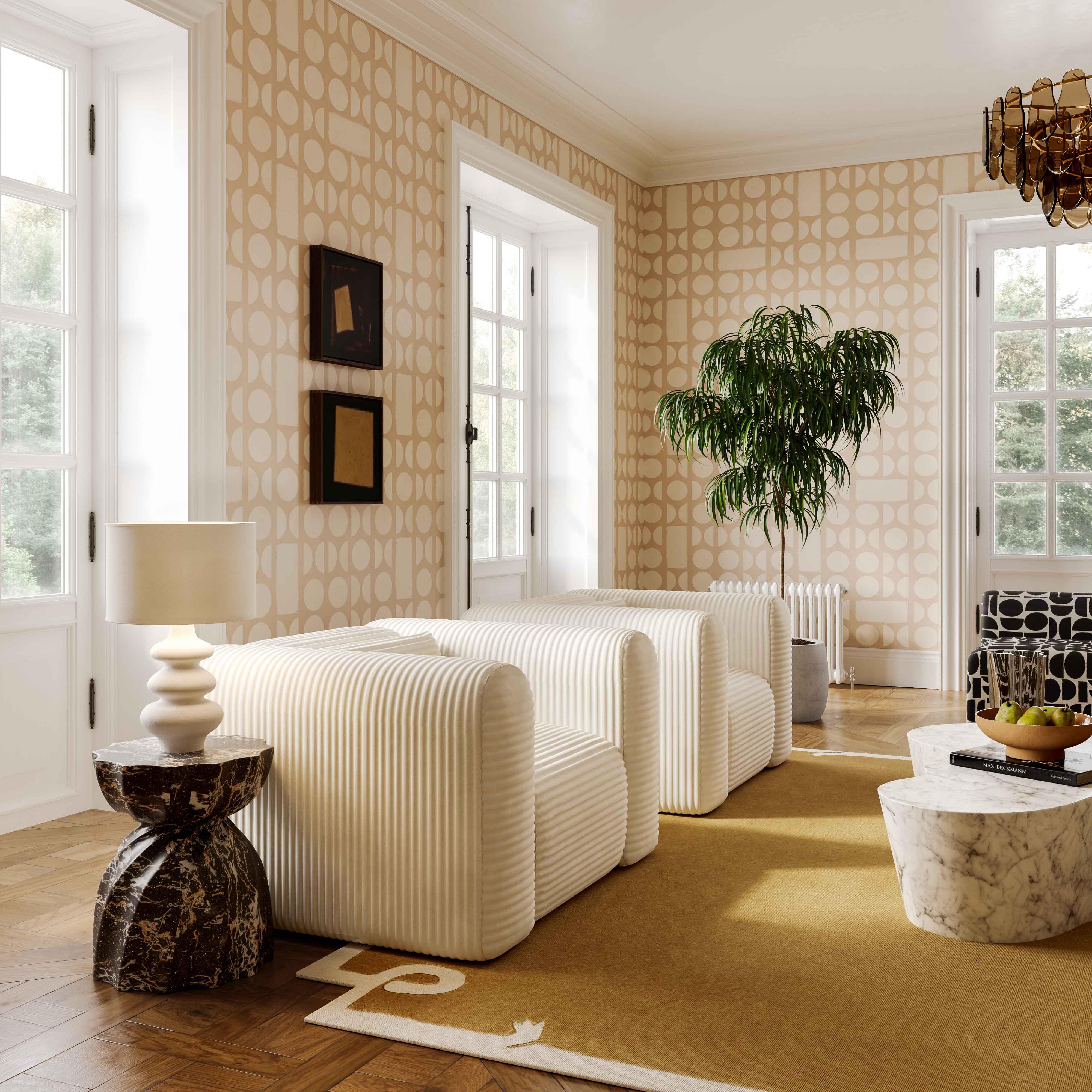 Tarra Fluffy Oversized Cream Corduroy Armchair - UK