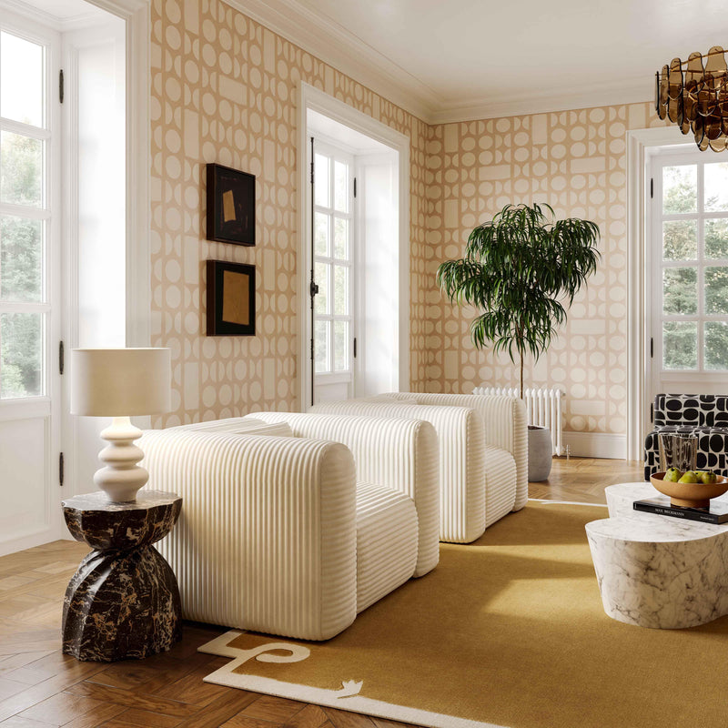 Tarra Fluffy Oversized Cream Corduroy Armchair - UK