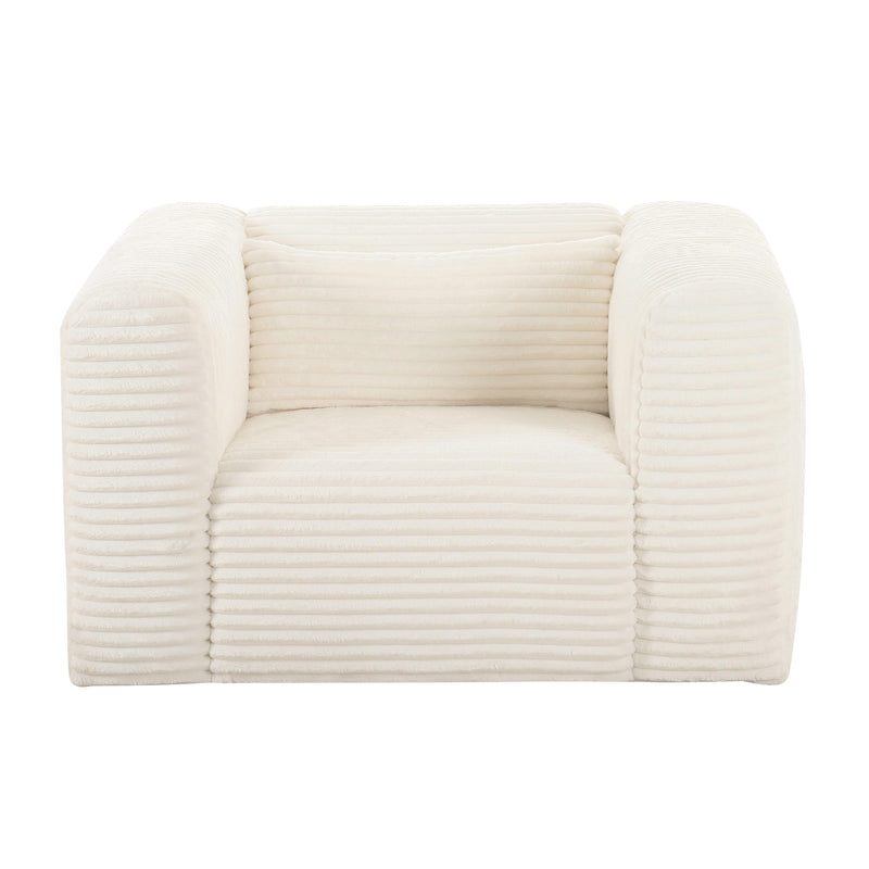 Tarra Fluffy Oversized Cream Corduroy Armchair - UK