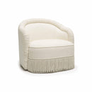 Pamela Cream Boucle Tassel Lounge Chair