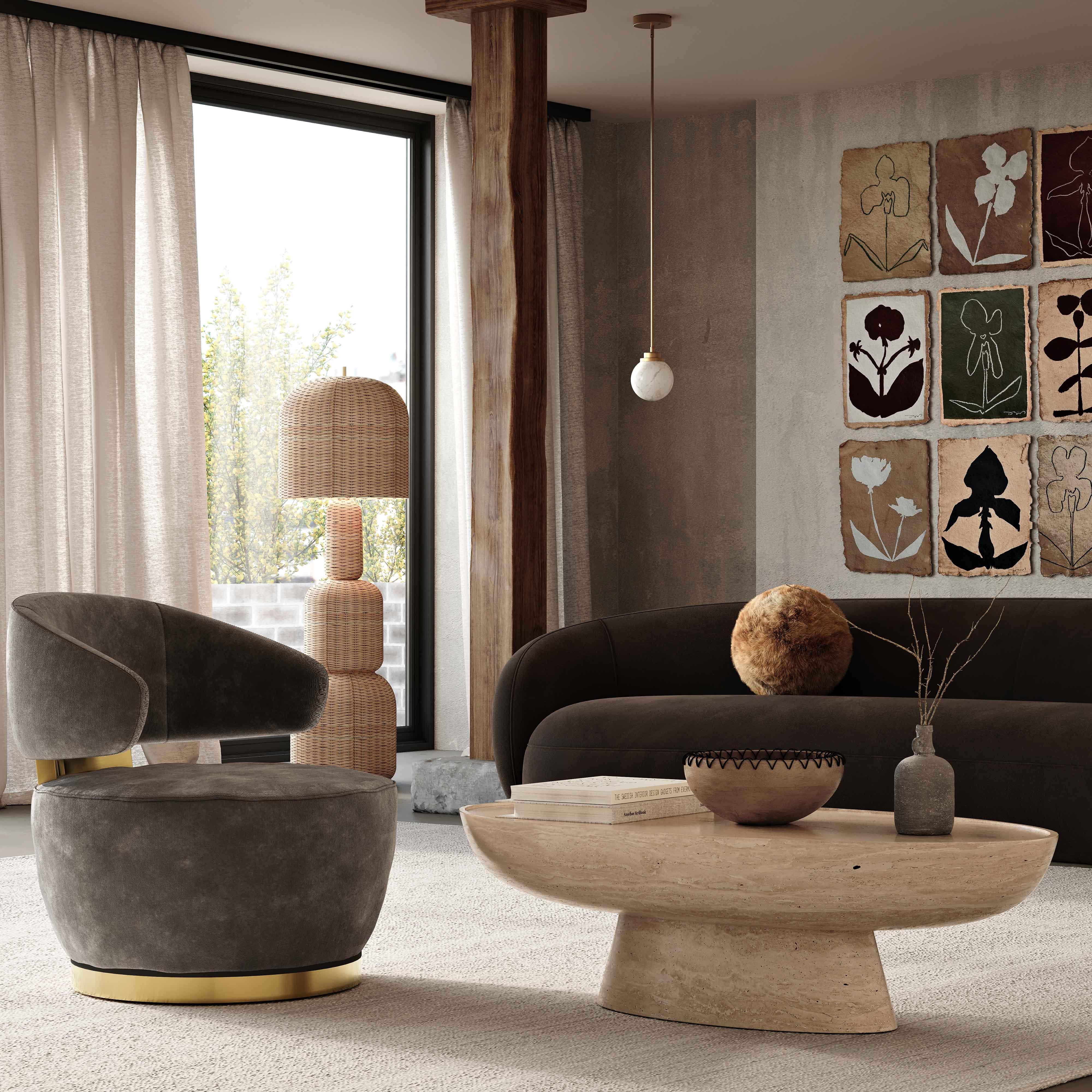 Austin Chocolate Brown Recycled Fabric Swivel Chair - UK