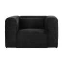 Tarra Fluffy Oversized Black Corduroy Armchair