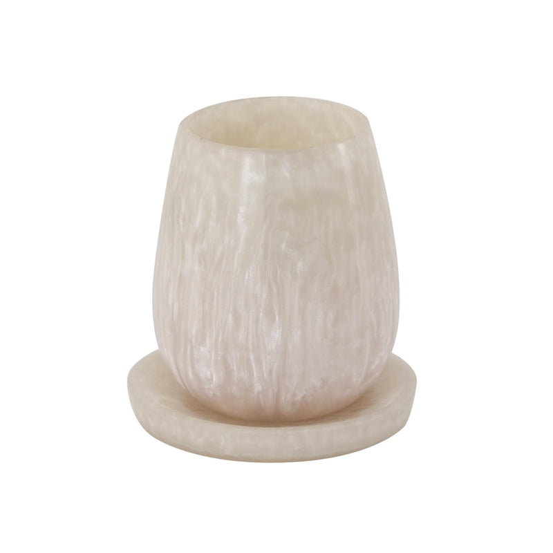 Rounded Tan Swirl Resin Kiddush Cup