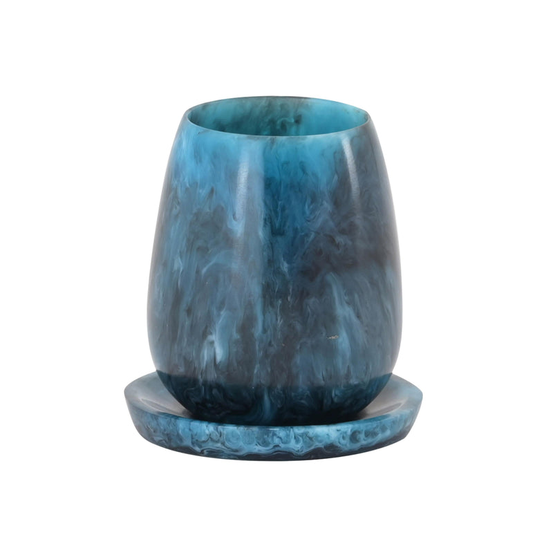 Rounded Blue Swirl Resin Kiddush Cup