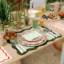 Scalloped Edge Olive Green Cotton Placemat - Set of 4