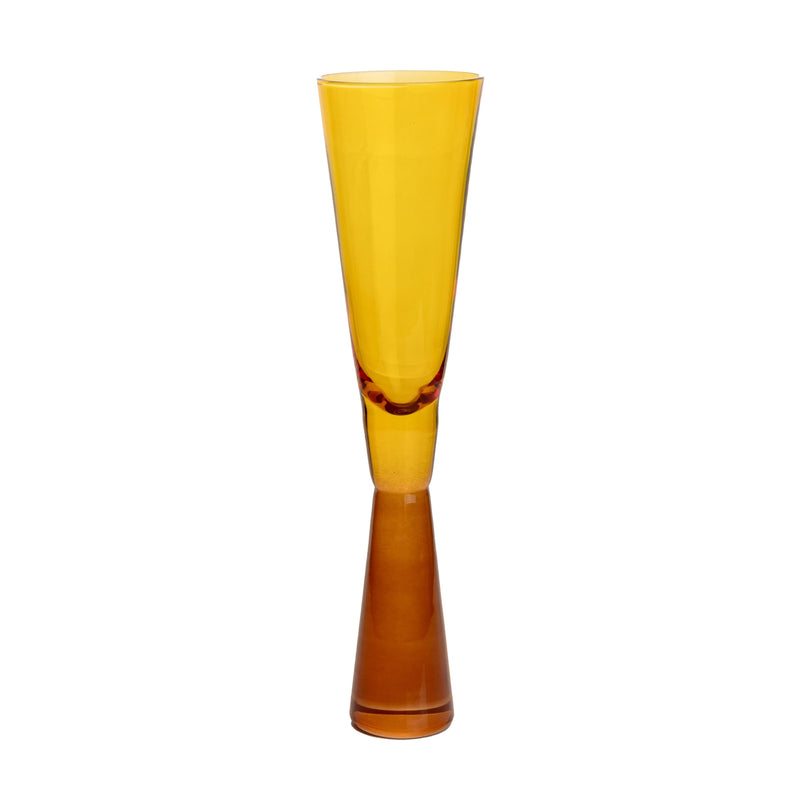 Flute Amber Champagne Glasses - Set of 4