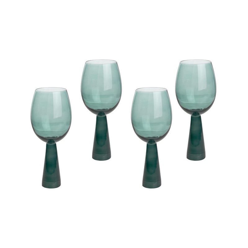Rose Green Wine Glasses - Set of 4
