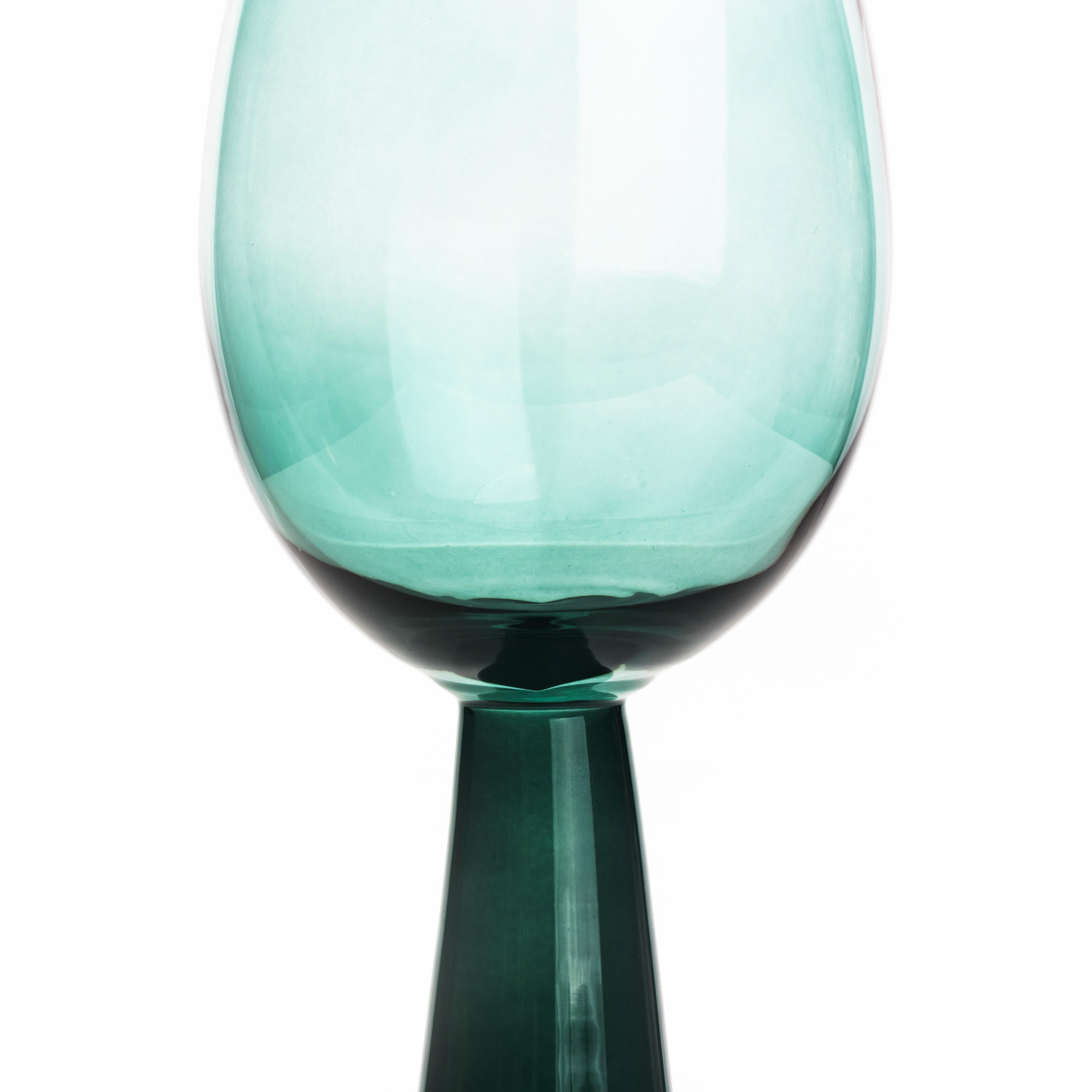 Rose Green Wine Glasses - Set of 4