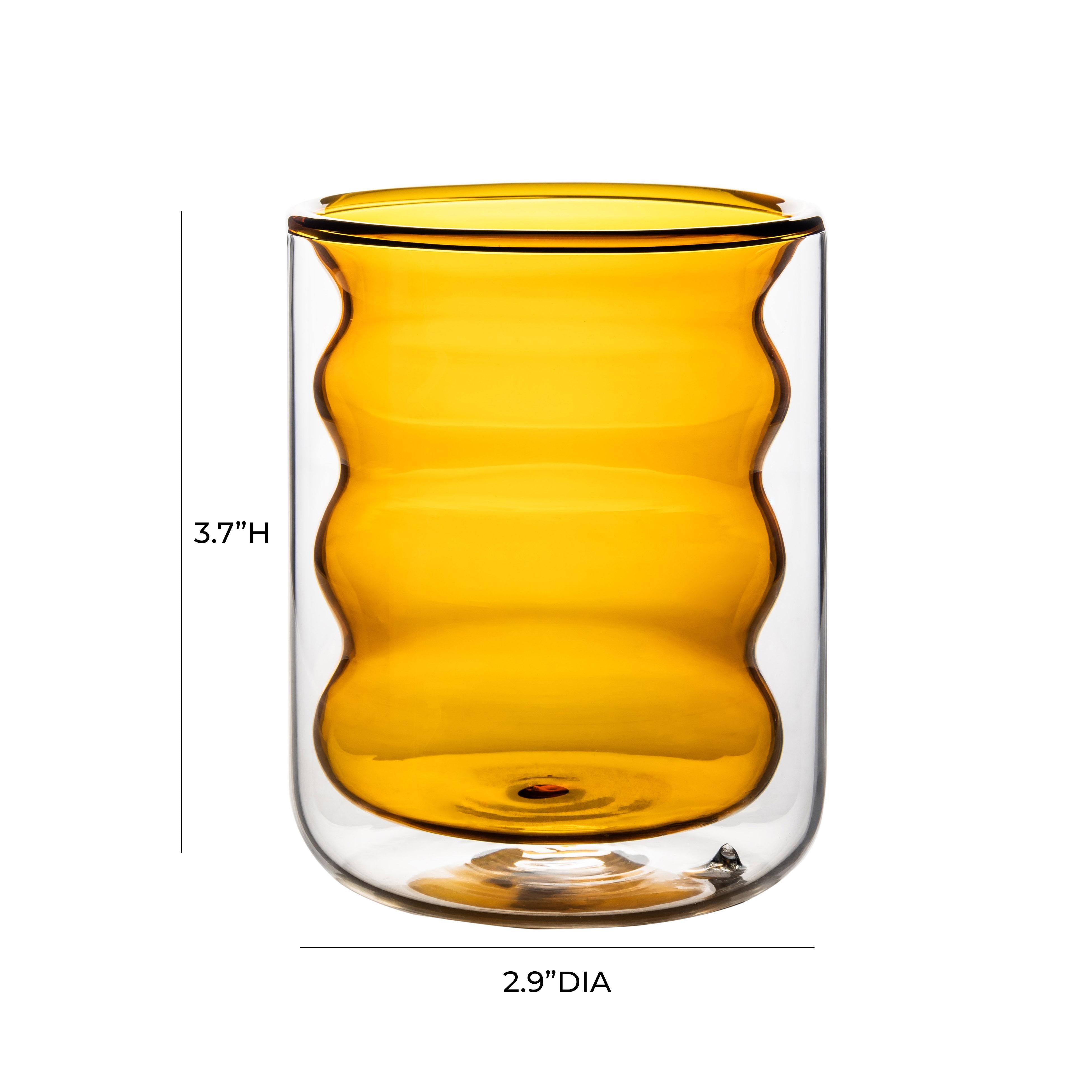 Waves Amber Water Glass - Set of 4