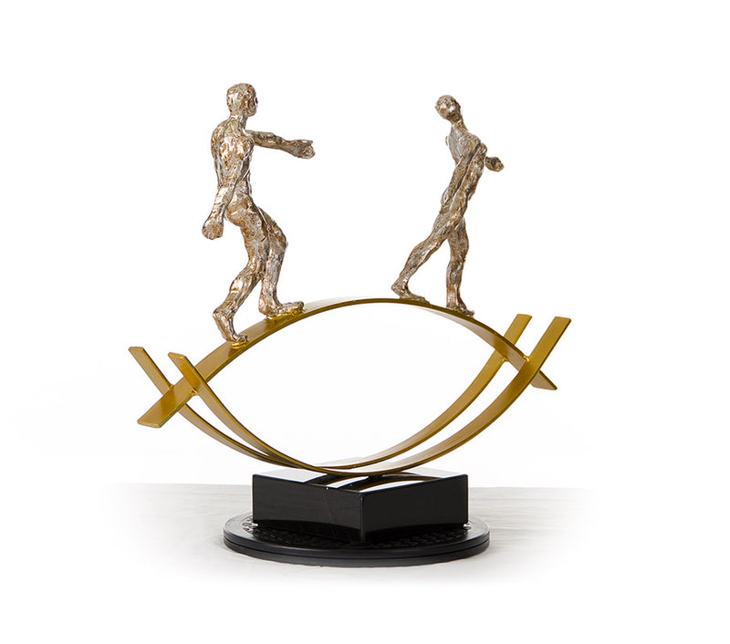 SZ0241 Modern Bronze Acrobats-Tightrope Sculpture