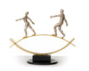SZ0241 Modern Bronze Acrobats-Tightrope Sculpture