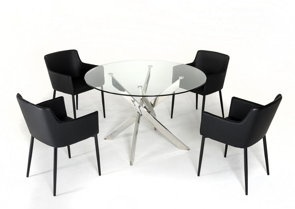 Modrest Spark Modern Clear Glass Circular Dining Table